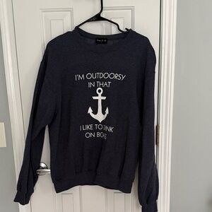 Navy Blue Anchor Graphic Crewneck Sweatershirt